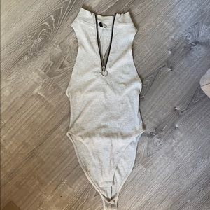 UO + Zip Up + Grey + Bodysuit
